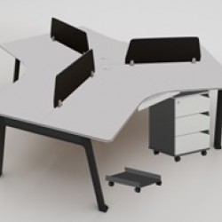 مكتب بارتشن أبيض ثلاثي بأرجل حديد