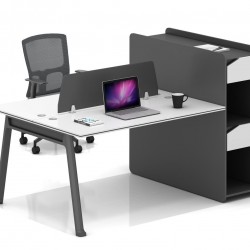 مكتب بارتشن ثنائي أبيض بأرجل رصاصية