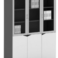 دولاب ملفات أبيض مع رصاصي 3 درفة