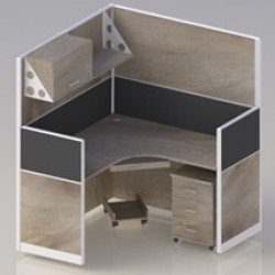 مكتب بارتشن مفرد بحرف L مع رف