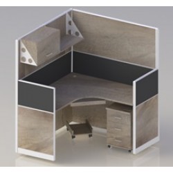 مكتب بارتشن مفرد بحرف L مع رف